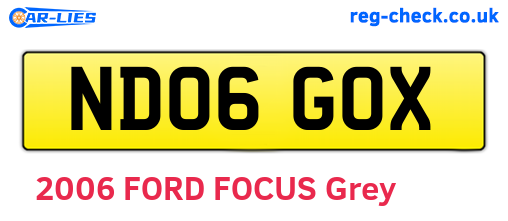 ND06GOX are the vehicle registration plates.