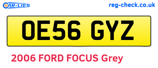 OE56GYZ are the vehicle registration plates.