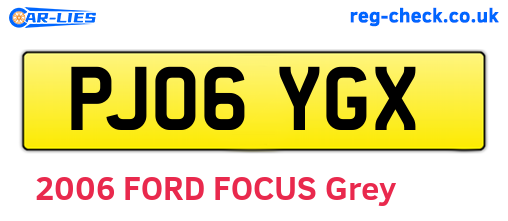 PJ06YGX are the vehicle registration plates.