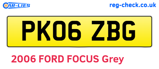 PK06ZBG are the vehicle registration plates.
