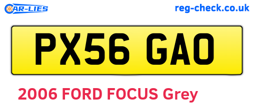 PX56GAO are the vehicle registration plates.