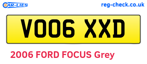 VO06XXD are the vehicle registration plates.