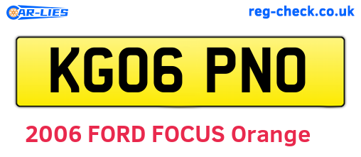 KG06PNO are the vehicle registration plates.