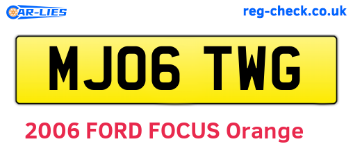 MJ06TWG are the vehicle registration plates.
