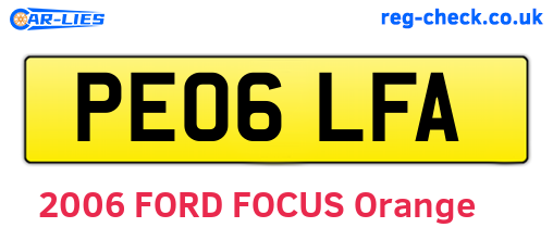 PE06LFA are the vehicle registration plates.