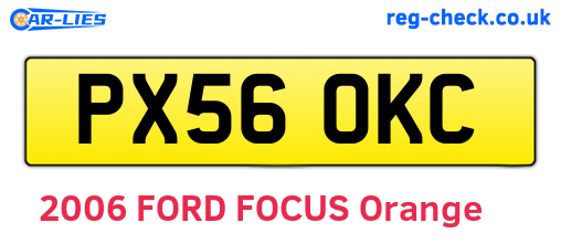 PX56OKC are the vehicle registration plates.