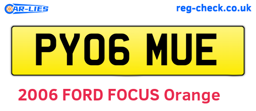 PY06MUE are the vehicle registration plates.