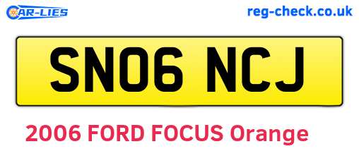 SN06NCJ are the vehicle registration plates.