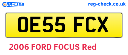OE55FCX are the vehicle registration plates.