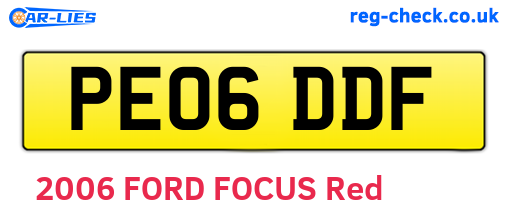 PE06DDF are the vehicle registration plates.