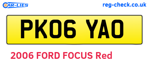 PK06YAO are the vehicle registration plates.