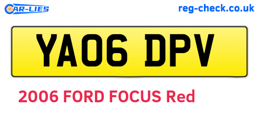 YA06DPV are the vehicle registration plates.