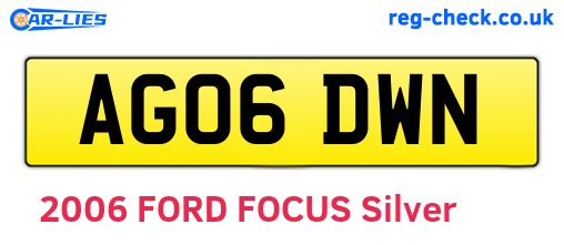 AG06DWN are the vehicle registration plates.