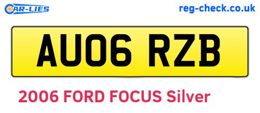 AU06RZB are the vehicle registration plates.