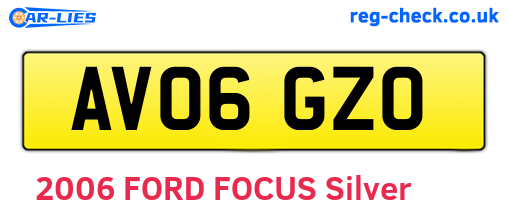 AV06GZO are the vehicle registration plates.