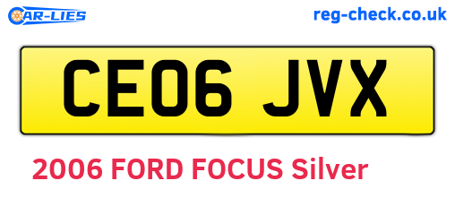 CE06JVX are the vehicle registration plates.