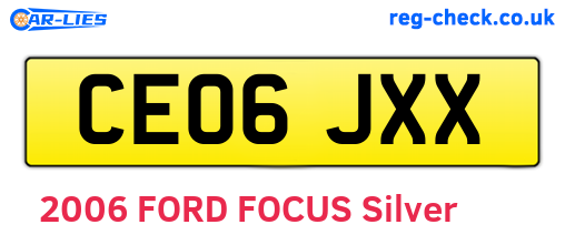 CE06JXX are the vehicle registration plates.