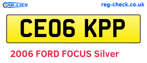 CE06KPP are the vehicle registration plates.