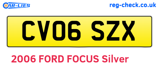 CV06SZX are the vehicle registration plates.