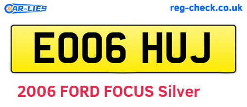 EO06HUJ are the vehicle registration plates.