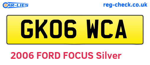 GK06WCA are the vehicle registration plates.