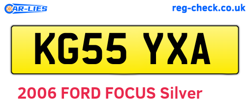 KG55YXA are the vehicle registration plates.