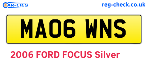 MA06WNS are the vehicle registration plates.