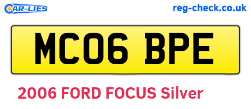 MC06BPE are the vehicle registration plates.