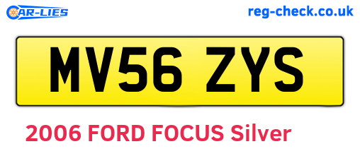 MV56ZYS are the vehicle registration plates.