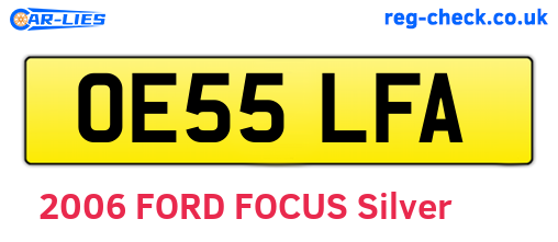 OE55LFA are the vehicle registration plates.