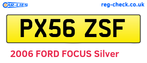 PX56ZSF are the vehicle registration plates.
