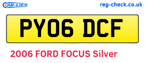 PY06DCF are the vehicle registration plates.