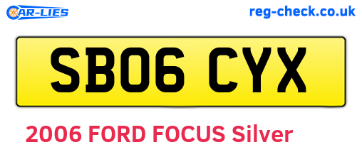 SB06CYX are the vehicle registration plates.