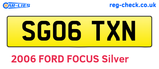 SG06TXN are the vehicle registration plates.