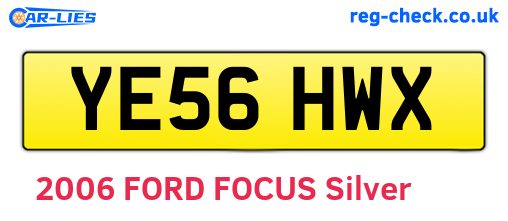 YE56HWX are the vehicle registration plates.