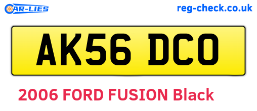 AK56DCO are the vehicle registration plates.