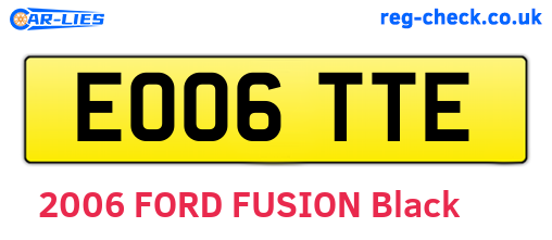 EO06TTE are the vehicle registration plates.