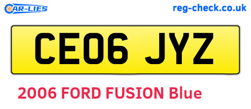CE06JYZ are the vehicle registration plates.