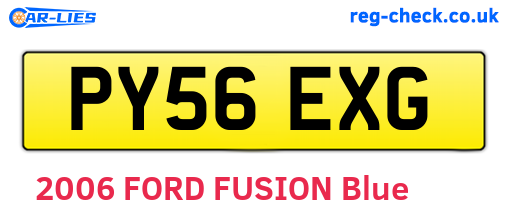 PY56EXG are the vehicle registration plates.
