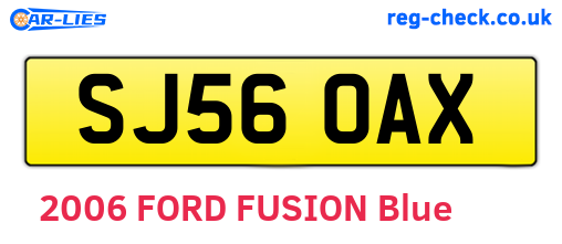 SJ56OAX are the vehicle registration plates.