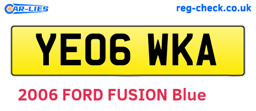 YE06WKA are the vehicle registration plates.