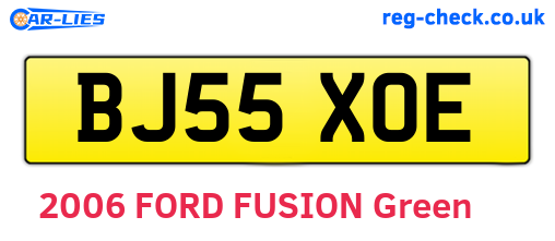 BJ55XOE are the vehicle registration plates.