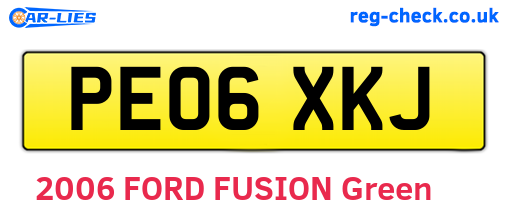 PE06XKJ are the vehicle registration plates.