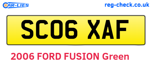 SC06XAF are the vehicle registration plates.