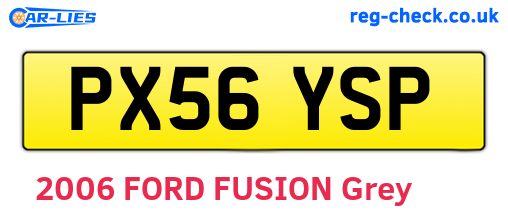 PX56YSP are the vehicle registration plates.