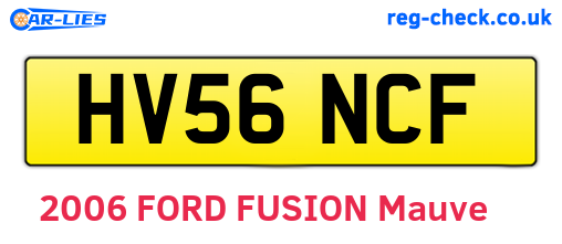 HV56NCF are the vehicle registration plates.