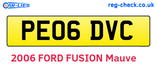PE06DVC are the vehicle registration plates.