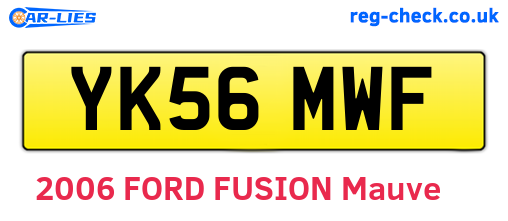 YK56MWF are the vehicle registration plates.
