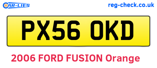 PX56OKD are the vehicle registration plates.