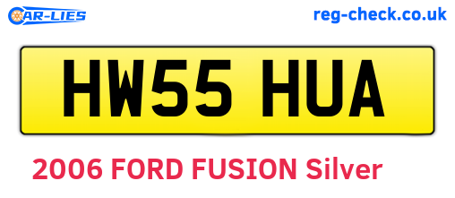 HW55HUA are the vehicle registration plates.